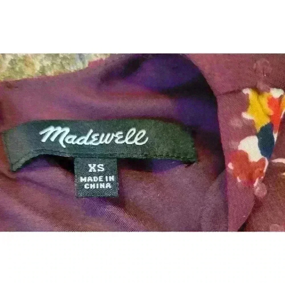 Madewell Ruffle Peplum Swing Top In Clipdot Maroon Carnation Toss. XS - Picture 9 of 13